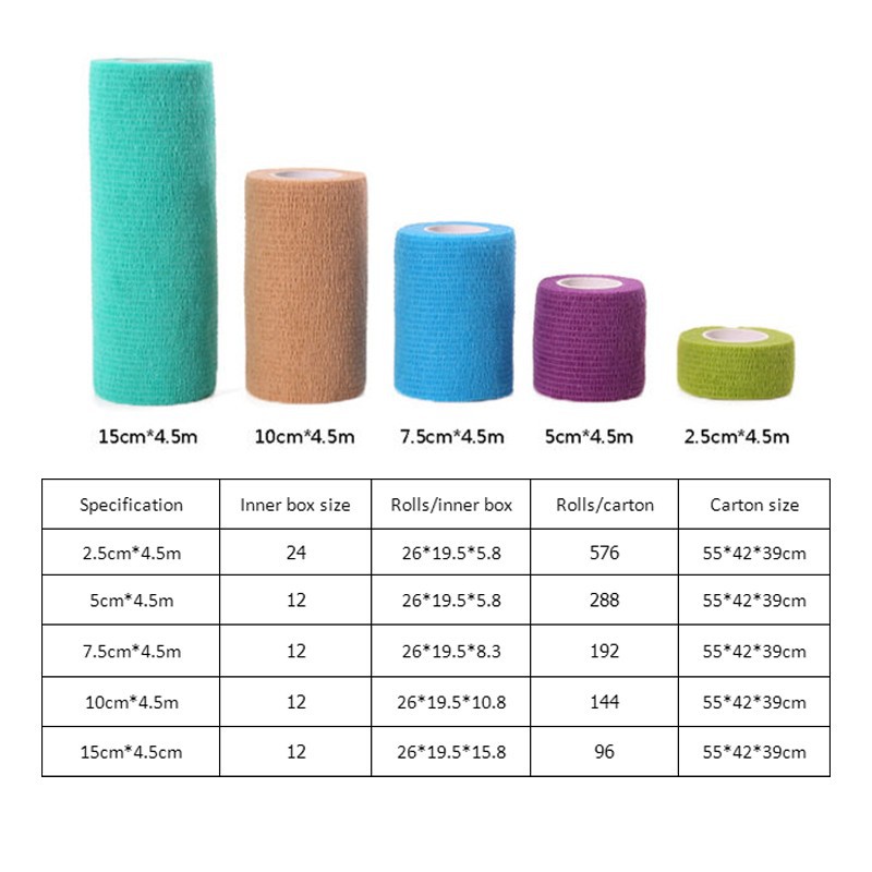 size of Cohesive elastic bandage